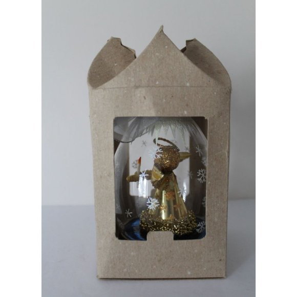 Christopher Radko Italian Gold Angel Globe Blue Gold Starry Bottom Ornament - Picture 2 of 8